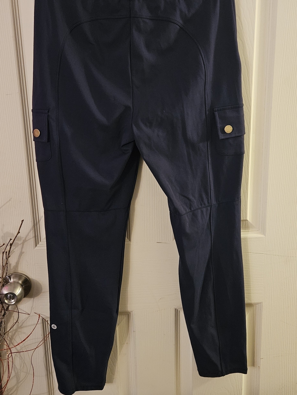 HALARA Navy Cargo Joggers with Gold Buttons - Picture 2 of 3